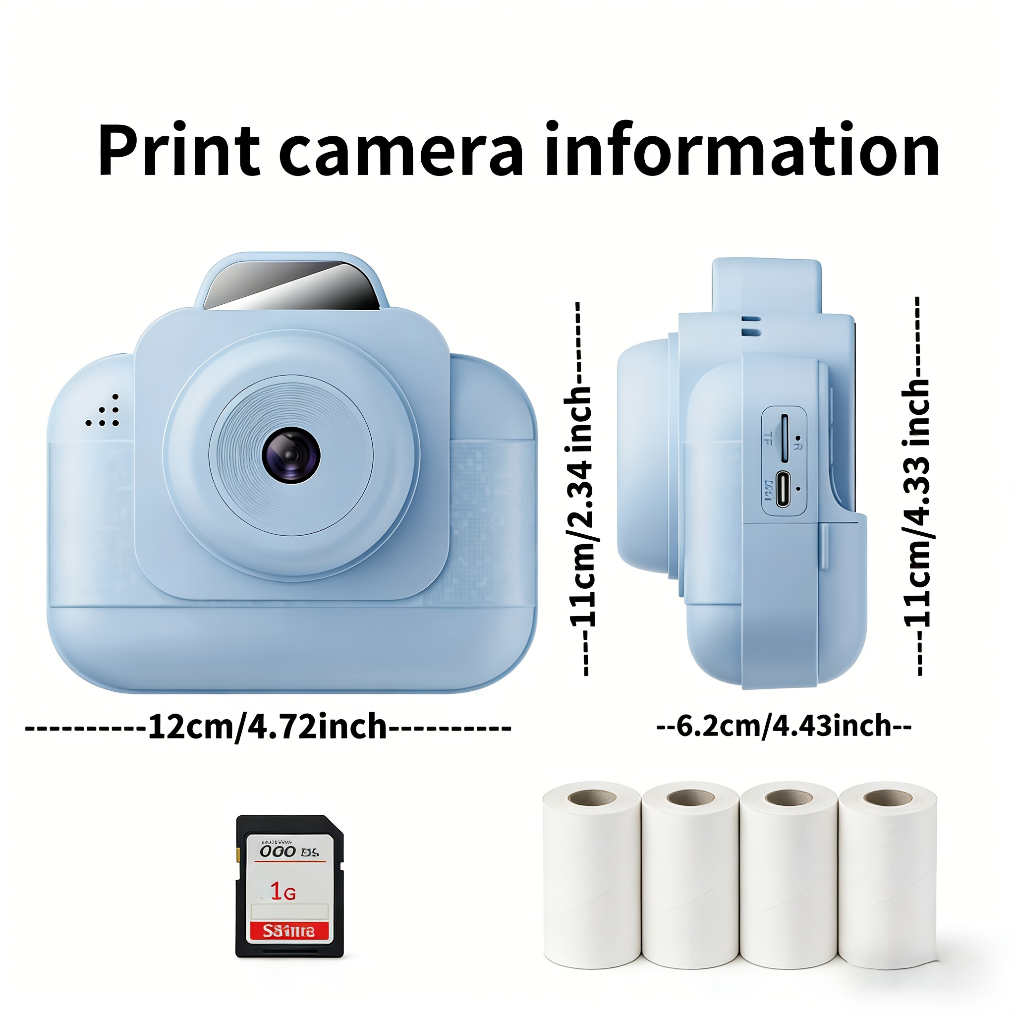 Photo Printer - Printer foto portabel (biru) dengan baterai